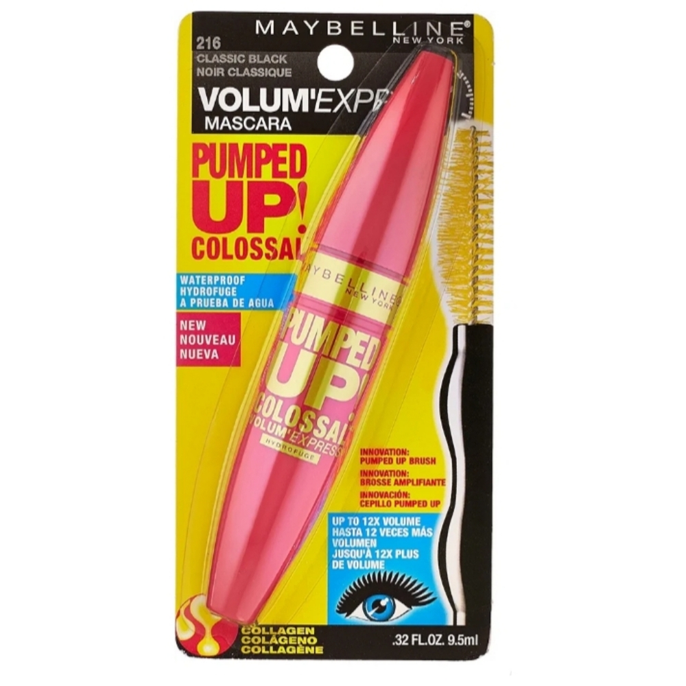 *3/15* NEW Maybelline Volum' Express Pumped Up! Colossal Waterproof Mascara Blac